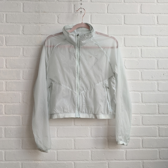 Nike Jackets & Blazers - NIKE CROPPED RUNNING JACKET (transparent, packable, light teal/blue, medium)
